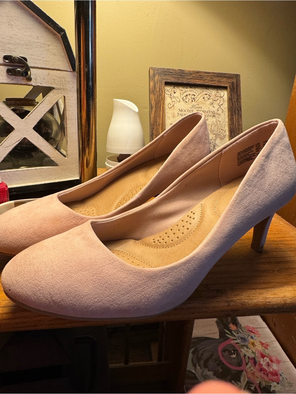 dexflex comfort Dusty Blush Suede Mid Heel Pumps